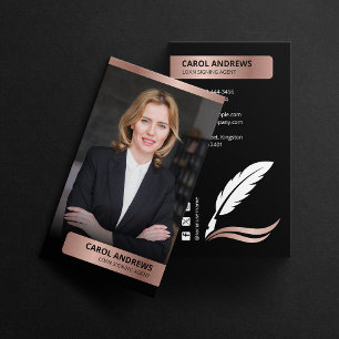 Moderner Rose Gold Kreditunterzeichnungsagent Nota Visitenkarte