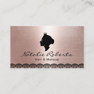 Moderner Rose Gold Queen Logo Beauty Salon Wellnes Visitenkarte