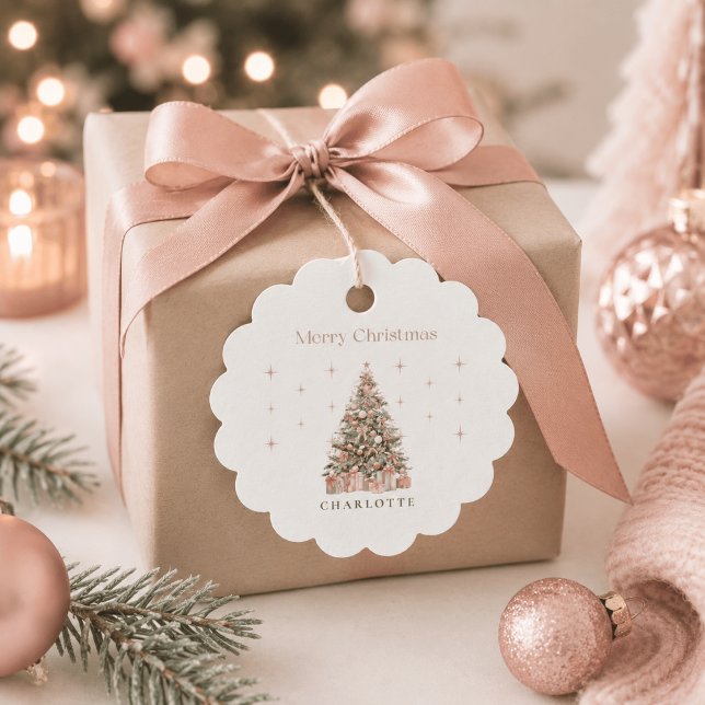 Moderner Rosé-Weihnachtsbaum – Personalisiertes We Geschenkanhänger (Von Creator hochgeladen)