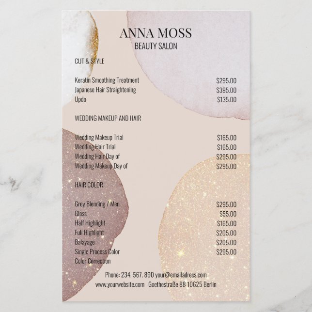 Moderner Rosegold Glitzer Flyer (Vorne)