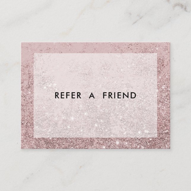 Moderner Rosegold Glitzer Salon Rabattkarte (Vorderseite)