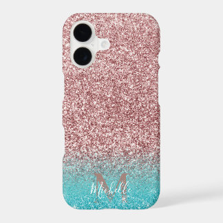 Moderner Rosen-GoldGlitzer u. aquamarines Ombre