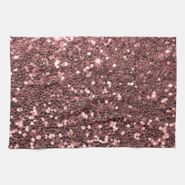 Moderner Rosen-GoldImitat-Glitter-Druck Handtuch (Horizontal)