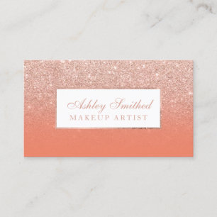 Moderner RosengoldGlitter Lachsombre Make-up Visitenkarte