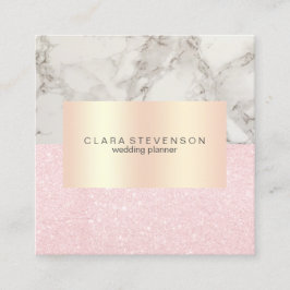 Moderner RosengoldGlitter u. Marmorhochzeitsplaner Quadratische Visitenkarte