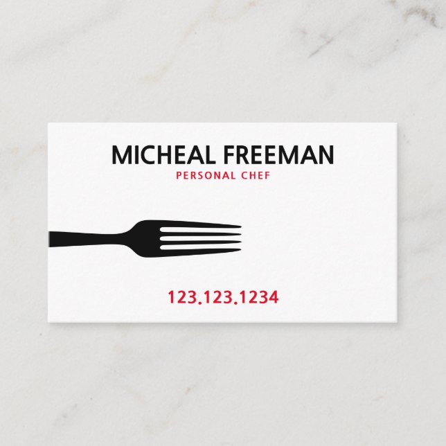 Moderner Rot- und Weißgabel Persönlicher Koch Visitenkarte (Vorderseite)