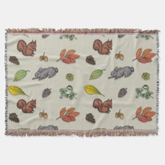 Moderner Roter Beerenvogel Decke (Vorderseite)