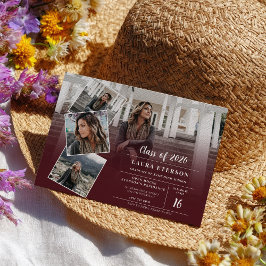 Moderner, roter Bordeaux-Abschluss mit minimalisti Einladung