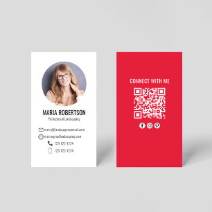 Moderner roter Geschäfts-Foto-QR-Code Visitenkarte