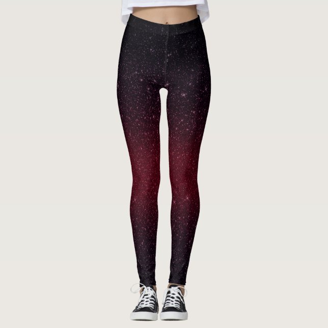 Moderner roter Imitat-Glitzer Burgunders Leggings (Vorderseite)