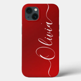 Moderner Roter Metallischer Individuelle Name Case-Mate iPhone Hülle