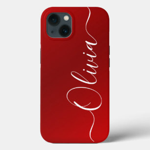 Moderner Roter Metallischer Individuelle Name Case-Mate iPhone Hülle