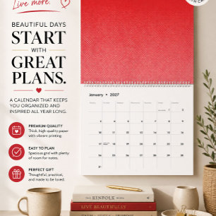 Moderner roter minimalistischer Wandkalender