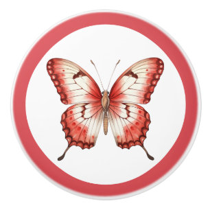 Moderner roter Schmetterling Mädchen Schubladengri Keramikknauf