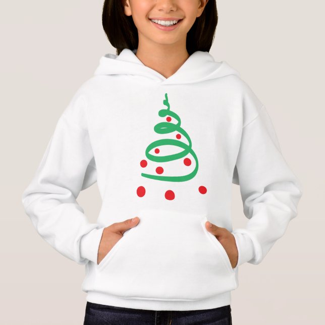 Moderner Roter und Grüner Weihnachtsbaum Hoodie (Vorderseite)