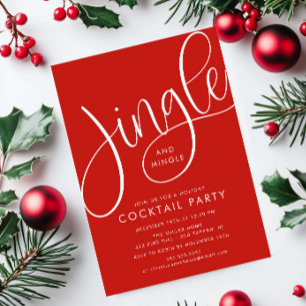 Moderner Roter Urlaub "Jingle and Mingle" Einladung