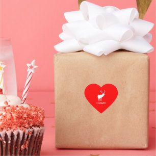 Moderner Rotweiße Weihnachtsfeiertage Hirsch Herz-Aufkleber