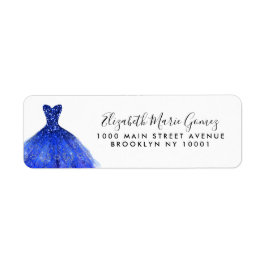 Moderner Royal Blue Silver Glitzer Gown Quinceaner
