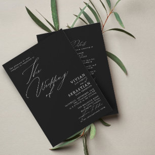 Moderner RSVP QR Code für Schwarz und Weiß Hochzei Einladung