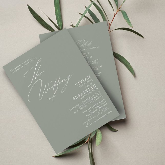 Moderner RSVP QR Code für weiße Hochzeitssage Einladung (Von Creator hochgeladen)