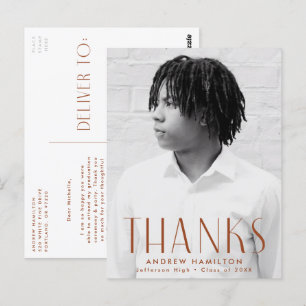 Moderner Rust Foto Abschluss Vielen Dank Postkarte