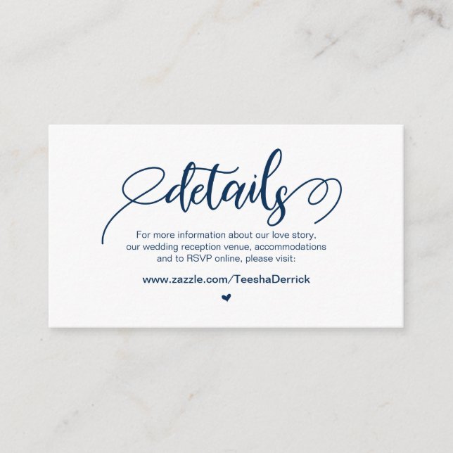 Moderner rustikaler Bauernhof, Navy Blue, Hochzeit Begleitkarte (Vorderseite)