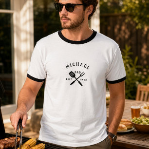 Moderner Rustikaler BEST VATER JE GRILLEN Vatertag T-Shirt