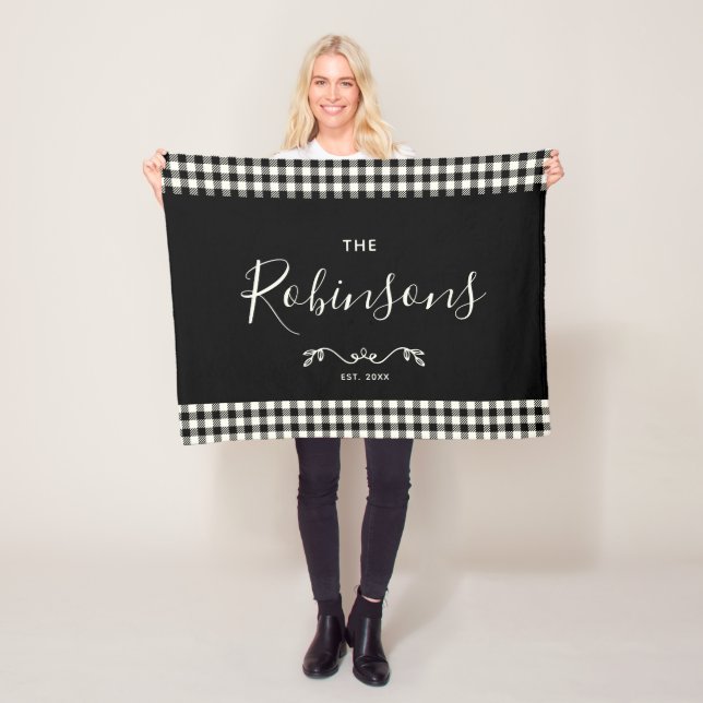 Moderner Rustikaler Buffalo Karo Karierte Familien Fleecedecke (Beispiel)