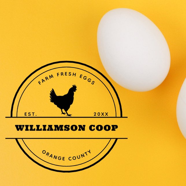 Moderner rustikaler Eierkarton Gummistempel (Modern Round Rustic Farmstead Egg Carton Rubber Stamp)