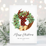 Moderner Rustikaler Hirschrecken ohne Foto Feiertagskarte<br><div class="desc">Wünschen Sie Ihren Freunden und Ihrer Familie eine schöne Urlaubssaison mit diesem rustikalen Buffalo Karo Weihnachtskranz-Design. Personalisieren Sie Ihren Urlaub Gruß und Familiennamen.</div>