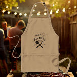 Moderner rustikaler Koch BEST VATER JE Vatertag Schürze<br><div class="desc">Retro coole personalisierte "BEST VATER EVER" Grillen Schürze in einem Logo-Stil Typografie-Design mit Papa-Namen neben dem Hut eines Koch. Gutes Geschenk für den Vatertag oder ein einzigartiges Geburtstagsgeschenk für den Vater,  der Lieben zum Grillen.</div>