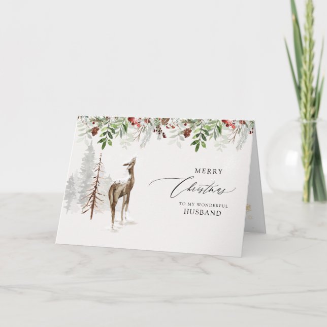 Moderner Rustikaler Wald Schneekabine Weihnachten (Vorderseite)