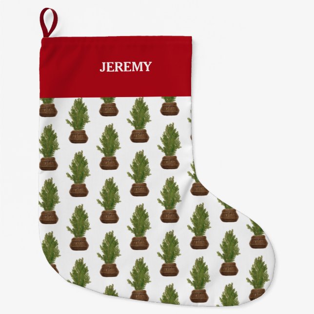 Moderner Rustikaler Weihnachtsbaum Großer Weihnachtsstrumpf (Vorderseite)