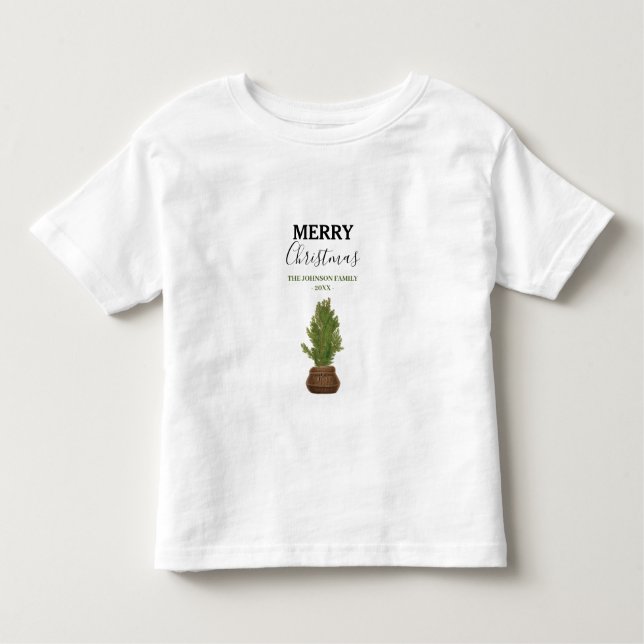 Moderner Rustikaler Weihnachtsbaum Urlaub Kleinkind T-shirt (Vorderseite)