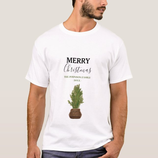Moderner Rustikaler Weihnachtsbaum Urlaub T-Shirt (Vorderseite)