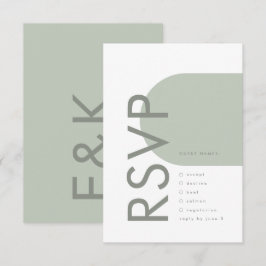 Moderner Sage Arch Moss Abstrakter Japandi Minimal RSVP Karte