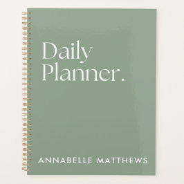 Moderner Sage Green Daily Planer mit Monogramm