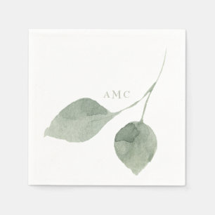 Moderner Sage Monogram Wedding Cocktail Serviette