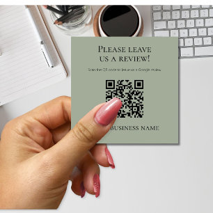 Moderner Salbeigrüner QR-Code Google-Bewertung Quadratische Visitenkarte