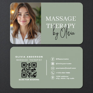 Moderner Salbeigrüner Wellness-Spa-Therapeut Visitenkarte