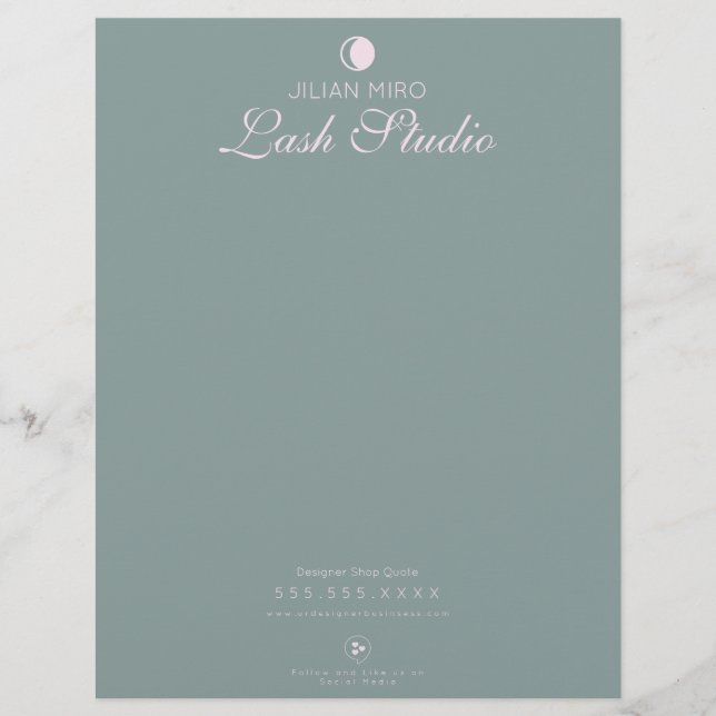 Moderner Salon Beauty Eyelash Studio Letterhead Briefbogen (Vorderseite)
