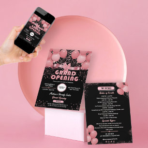 Moderner Salon Business Grand Opening Black Pink Einladung