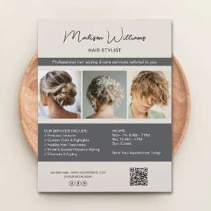 Moderner Salon Hair Stylist Services QR Flyer