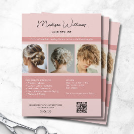 Moderner Salon Hair Stylist Services QR Pink Flyer