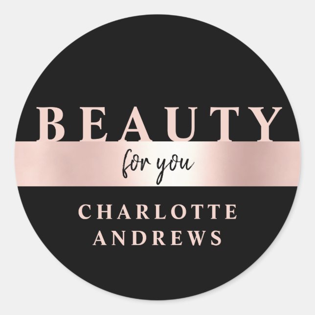 Moderner Salon Rosegold Runder Aufkleber (Vorderseite)