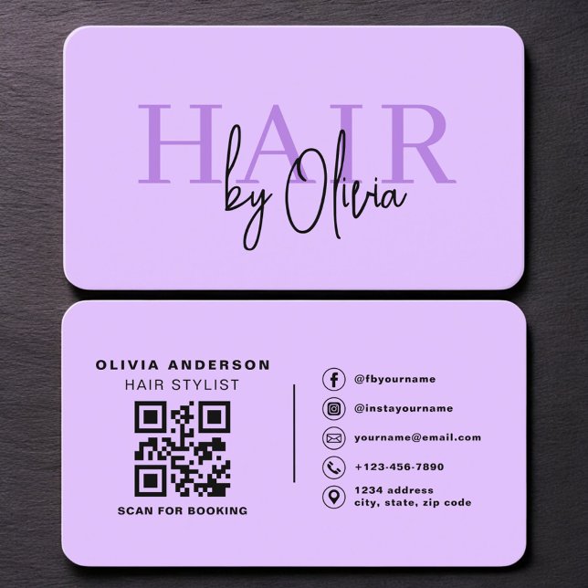 Moderner Salon-Typografie-QR-Code Visitenkarte (Von Creator hochgeladen)