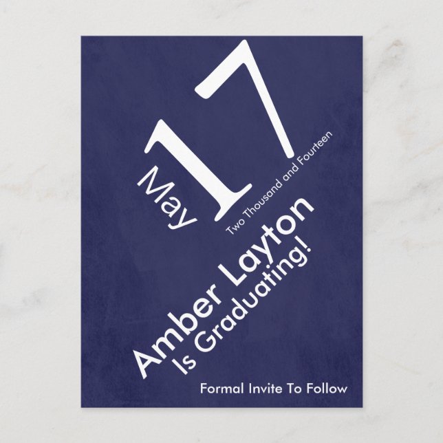 Moderner Save the Date Abschluss Ankündigungspostkarte (Vorderseite)