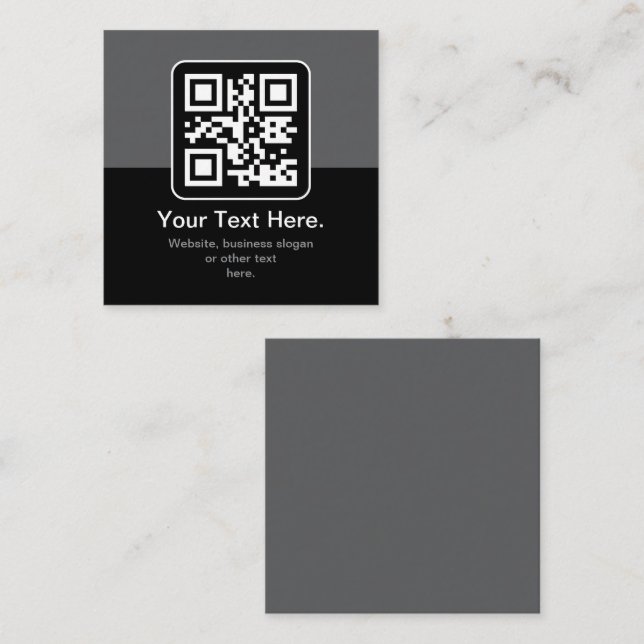 Moderner scannbarer QR-Code | Schwarz Grau & Weiß Begleitkarte (Vorne/Hinten)