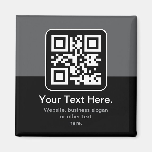 Moderner scannbarer QR-Code | Schwarz Grau & Weiß Magnet (Vorne)