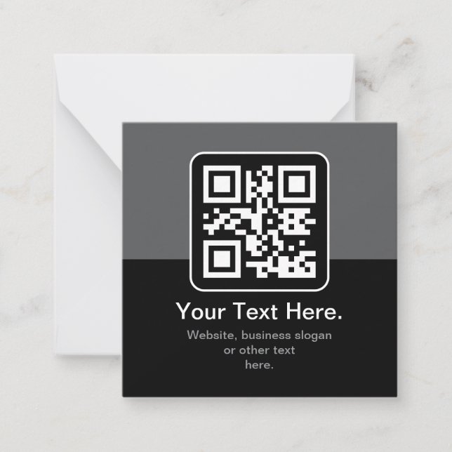 Moderner scannbarer QR-Code | Schwarz Grau & Weiß Mitteilungskarte (Vorderseite)